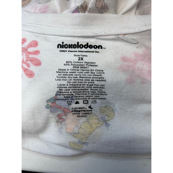 Nickelodeon Women’s All-Over Graphic Relaxed Fit Crop Tee, White, size 2X - Picture 5 of 8